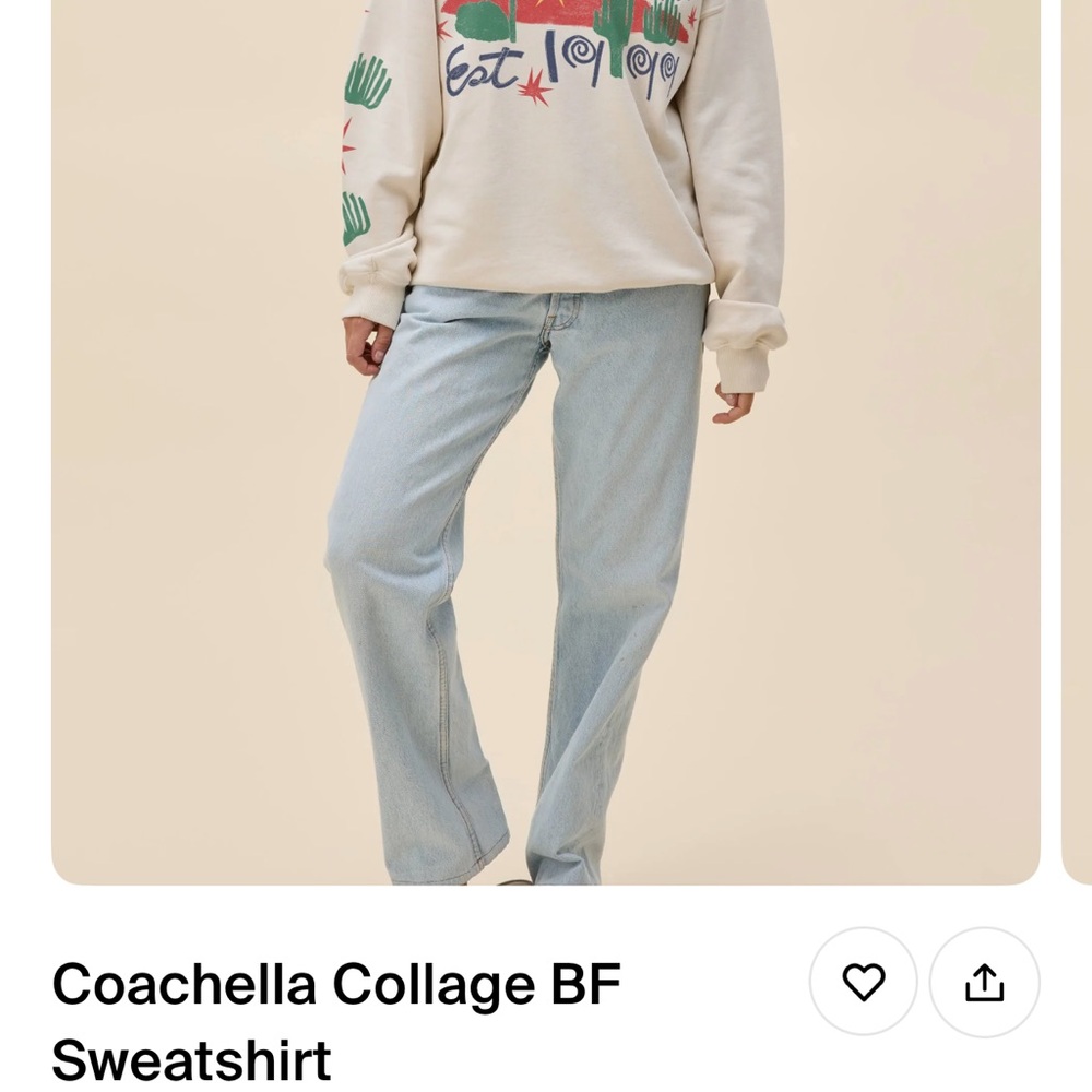 Free People Cream Graphic Sweatshirt